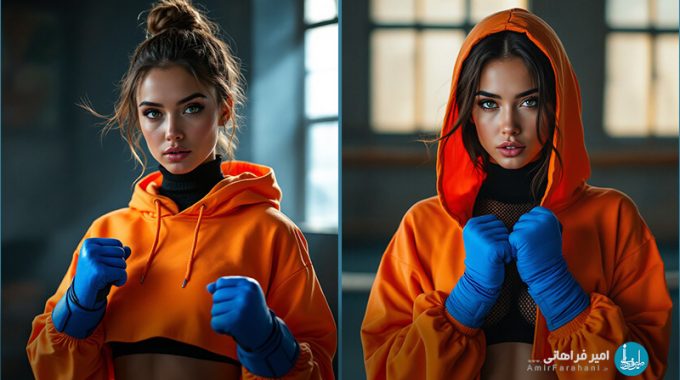 پرامپت آماده برای تولید عکس پروفایل دختری در باشگاه بوکس